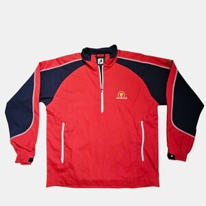 Footjoy 1/4 Zip Golf Pullover Windbreaker Jacket Mens M Red Navy Athletic